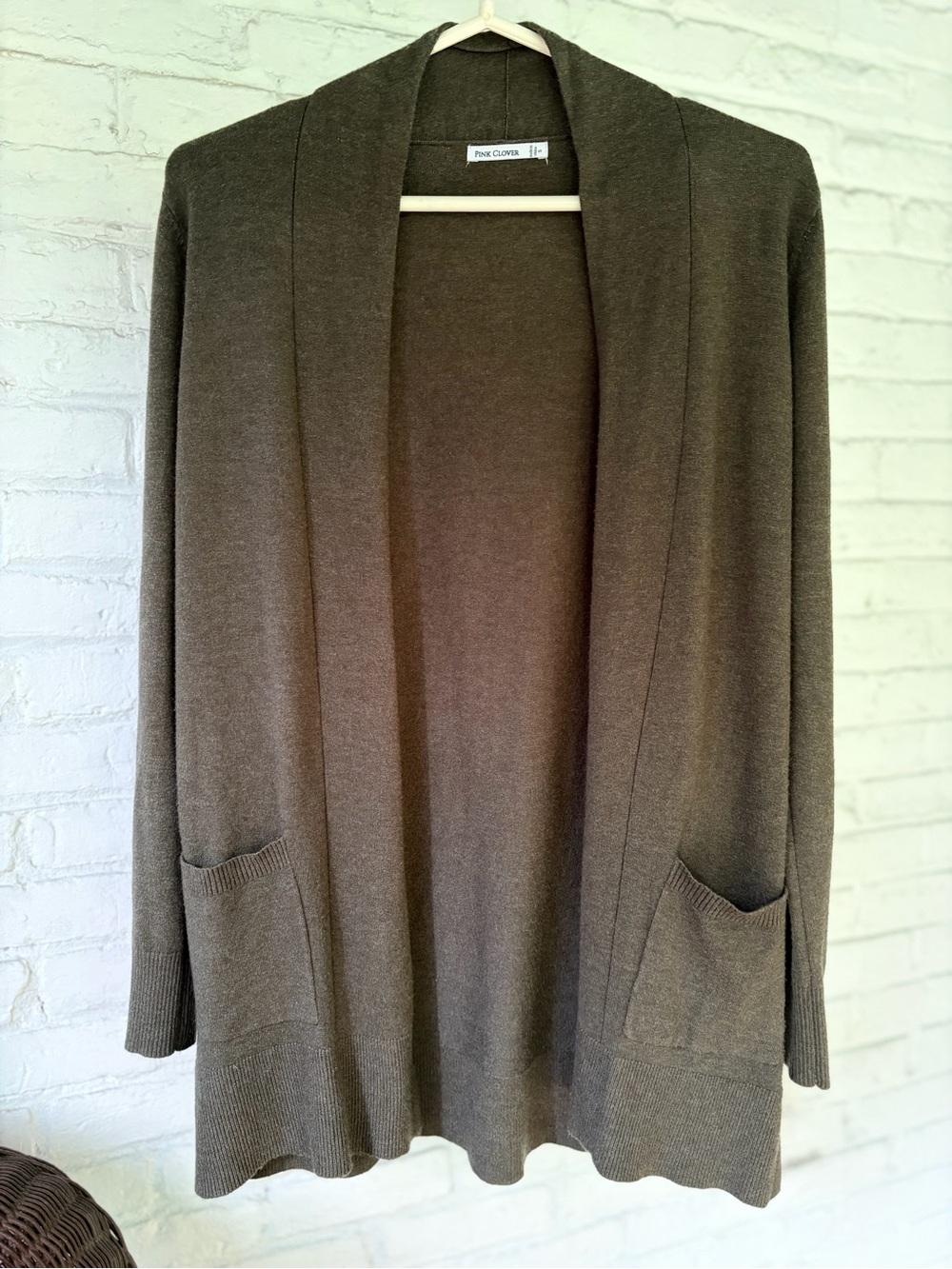 PINK CLOVER Forest Green Open-Front Women's Cardigan